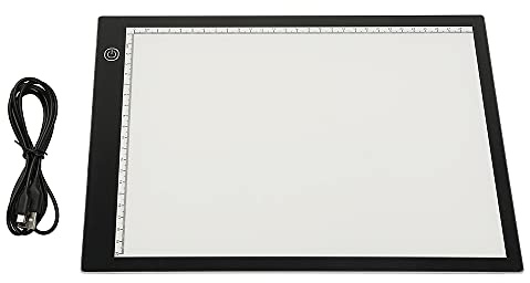 Tavoletta Luminosa, Light Box LED Light Pad di Disegno, Tavola Luminosa Led, con Luminosità Regolabile, per Animazione, Schizzi, Progettazione, Disegno, 35,5 * 23,5 * 0,4 cm (A4 con scala)