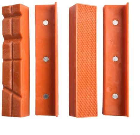 ZiStarlilife Vise Jaws Pads, Magnetic Soft Vice Jaws Pads Kit, Vise Jaw Protective Inserts, Jaw Protectors fit Wide Array of Vises/Vices and Blocks(5inch Orange)