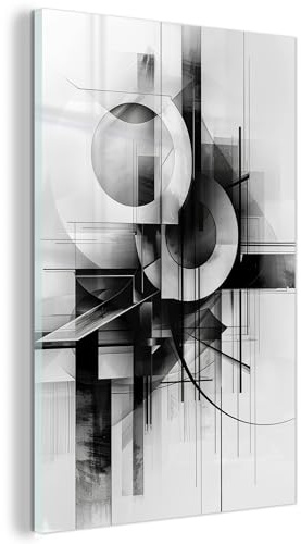 MuchoWow© Wandbilder Glas 40x60 cm Schlafzimmer Home Deko Wohnung Bild Wohnzimmer Wand Glasbilder Leinwand Wall Decor Abstrakt - Kunst - Modern - Schwarzweiß