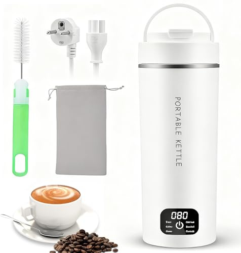 RNPKZ Petite bouilloire électrique de voyage, 450 ml, mini gobelet électrique 3 en 1 avec réglage de la température et fermeture automatique