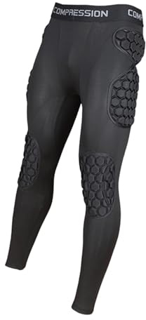 SZLIFE Pantalon de Compression pour Gardien de But, renforcé en EVA, Ergonomique, pour Toutes Les Saisons, Motif Hexagonal, Rembourrage des Genoux et des, Size M