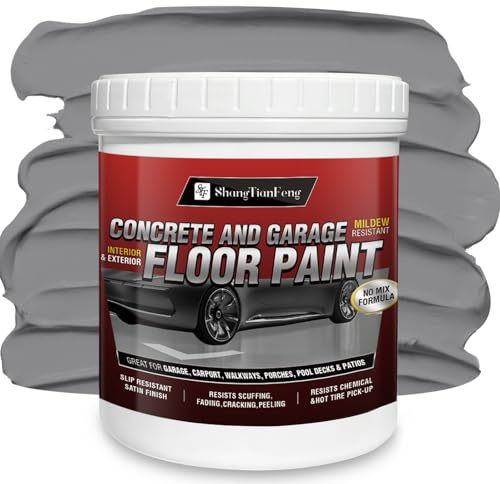 Professional Floor Paint Kit (Slate Gray, 5 Gallon, 800-1000 sq.ft) - Acrylic Concrete Coating for Garages & Basements | Single Component Formula | Scratch Resistant & Low VOC | Ready-to-Use