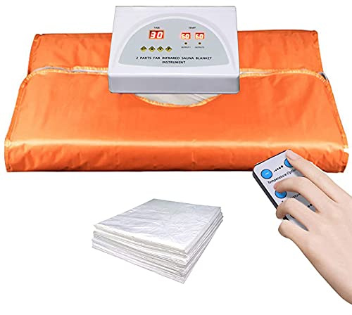 Manta De Sauna Con 50 Bolsas For Envoltura Corporal Manta Calefactora De Sauna De Infrarrojo Lejano Máquina De Fitness For Desintoxicación Y Moldeamiento Corporal(Orange)