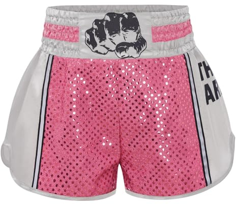 CHICTRY Muay Thai Short Kinder Muay Thai Hose Junior Jungen Kickboxen Hose Rosa F 134-140