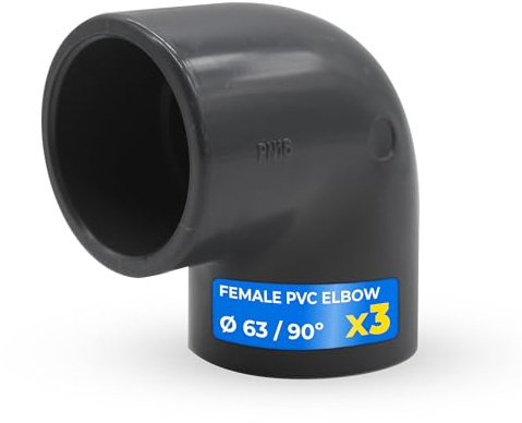 DOJA Barcelona Coude PVC Ø63mm - Pack 3 - Raccord PVC - Résistance Températures, Installation Facile et Bonne Sujétio, Conception Innovante Adaptée pour Tuyau 90° Avec Montage Express