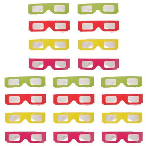HIAKDOFT Lot de 20 Lunettes 3D en Carton Multicolores pour Films et Jeux 3D Légères et Portables Adaptées aux Garçon et Filles et Visionnage TV à Domicile