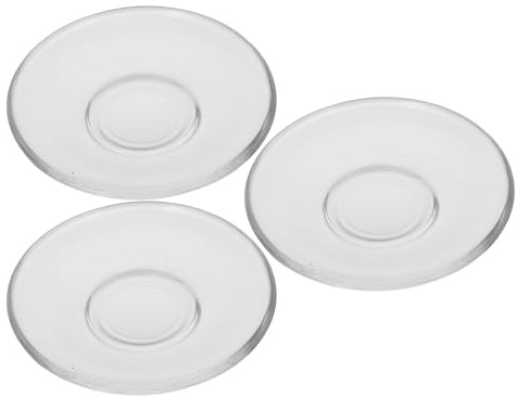 Sosoport Set 6 Pezzi di Piatti Vetro Trasparenti Rotondi, Sottobicchieri Decorativi per caffè e tè, Design Semplice e Pratico per Hotel e Sale Yoga