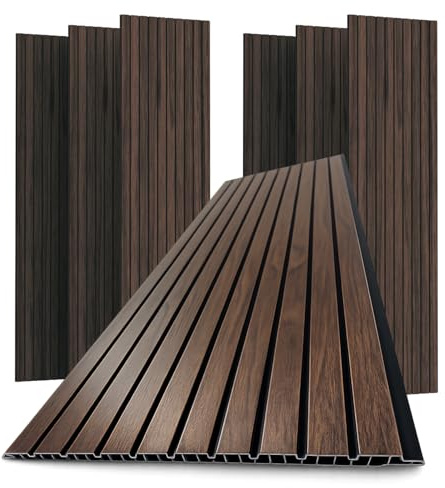 eacommerce | Pannello decorativo da parete con doghe, 30x120 cm, Noce, PVC, conf. 10 pezzi | Leggero, facile da installare, effetto legno 3D, resistente all’umidità | Ideale per rivestimento murale