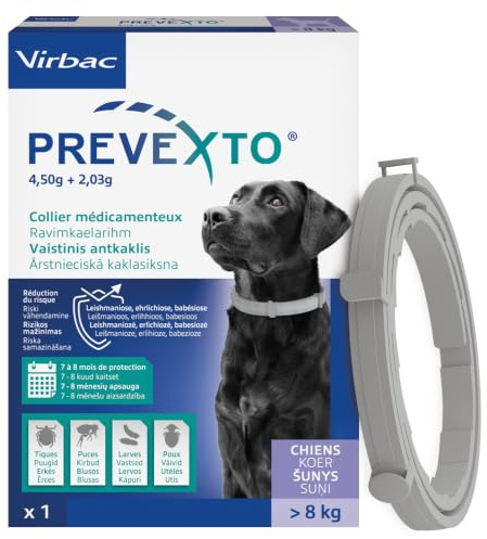 Virbac Prevexto Collier Anti-Puces et Tiques Chien >8 kg - 70 cm