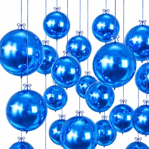 GoldRock 4D-folieballonger i 3 storlekar: 10,15,22 tum, bollballonger för bal, skolstart, nyårsafton, födelsedag, pensionering, jul, XXL ballonger (blå, 12 stycken)
