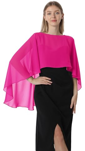 Hotshawl Capelets - Mantello da donna in chiffon, scialli e sciarpe per abito da sera o da sposa, Rosa caldo, taglia unica