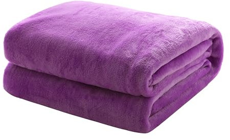 Mixibaby Kuscheldecke Flauschige extra weich & warm Wohndecke Flanell Fleecedecke, Falten beständig/Anti-verfärben als Sofadecke oder Bettüberwurf, Größe:150 cm x 200 cm, Farbe:Lila