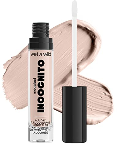 Wet n Wild, Megalast Incognito Full-Coverage Concealer, Correttore Riccamente Pigmentato, Modulabile da Medium-to-Full, Finito Opaco, Formula Nutritiva e Idratante, con Burro di Karitè, Light Beige