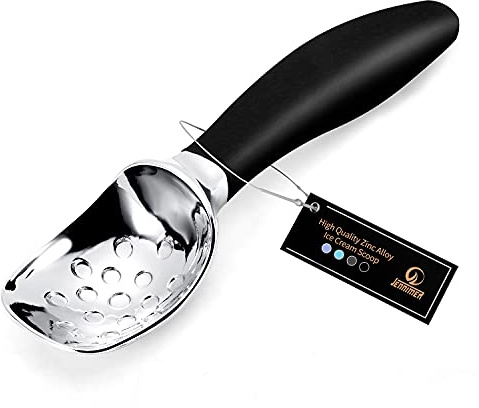 JENNIMER Ice Cream Scoop with Silica Gel Handle, Large Professional Commercial Ice Spoon Anti-Skid and Anti Freezing, Comfortable and Durable, Easy to Dig Out Frozen Dessert Such as Cream