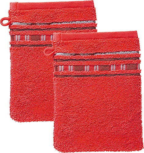 Erwin Müller Waschhandschuh, Waschlappen 2er-Pack - Achern rot Größe 16x21 cm - 500g/m² - schnell trocknend, extra saugstark