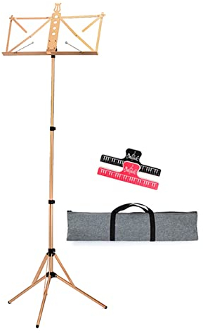 Notenständer LIU- Klappbarer Tragetasche, Leichter, Robuster, Verstellbarer Aluminiumlegierung, Für Orchesterinstrumentenübungen (Color : Gold)