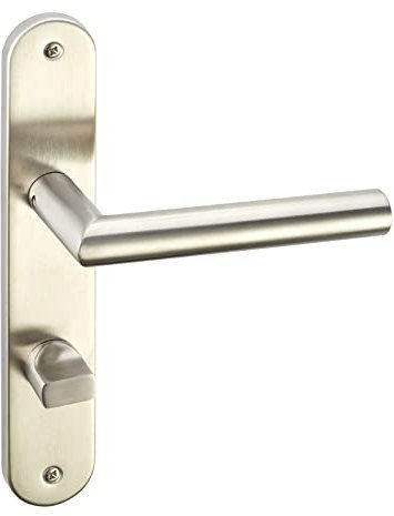 1 Jeu de poignées de porte WILMA brossées Poignées de porte de salle de bain (WC) sur une longue plaque Ensemble de salle de bain avec matériel de fixation de Sotech