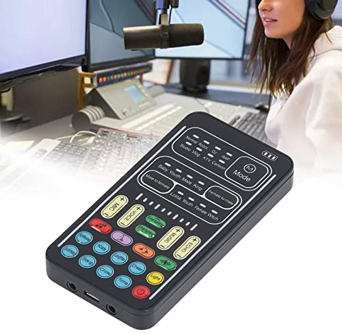 Voice Changer Disguiser, für PS4/PS5/ One/Telefon/Computer PC/Tablet, Tragbare -Gaming-Live-Soundkarte, 8 Arten Sound Einstellbar, Plug-and-Play(Schwarz)