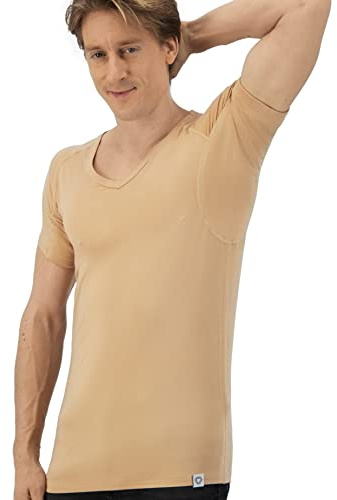 Fibershirts® Maglia Anti Sudore - T-Shirt Contro Le Macchie di Sudore - Canotta antisudore - con ArmPads PRO e Trattamento Silver - Uomo - Scollo a V