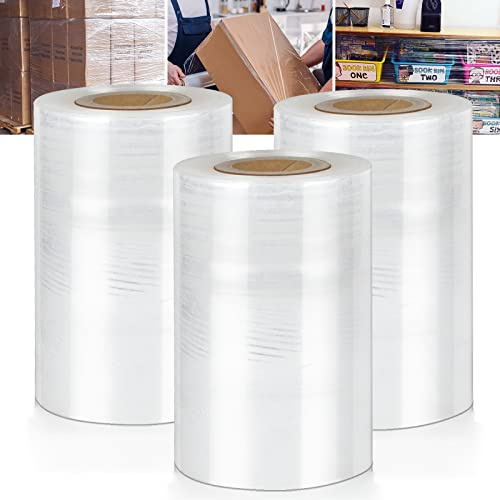 Powmag 3 Rouleaux de Film Etirable Demenagement, Film Etirable 10cm de Large, Film Etirable Transparent pour Convient pour le Déménagement, les Meubles, le Transport de Colis et L'emballage