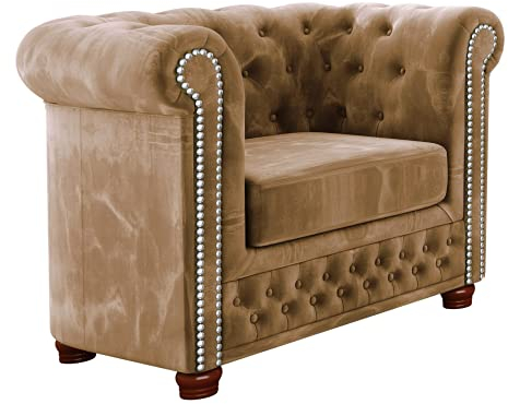 S-Style Möbel Harwell Chesterfield-Sessel Wohnzimmer Loungesessel Clubsessel Relaxsessel Lesesessel für Wohnzimmer Armlehnensessel Möbel Sofa Sessel & Stühle für Lounge Beige 94 x 86 x 72 cm