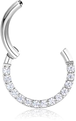 Lantine 16g Septum-Piercing Scharnier-Segment-Clicker Daith Piercing CZ+Chirurgenstahl Tragus Rook 6mm