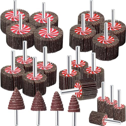 Flap Wheel Sander, 1/4 Inch Shank Flap Wheels for Drill, 80 Lamellar Grit Die Grinder Flap Wheel Sander Attachment for Drill Removing and Polishing Rust Paint