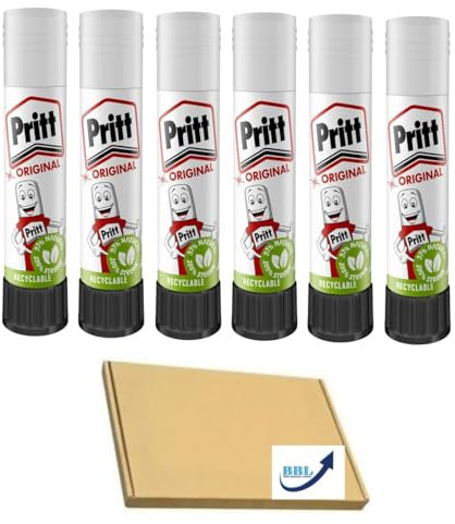 Pritts Original Glue Sticks 11 G | Pack Of 6 | Safe & Child-Friendly Craft Glue for Arts & Crafts Activities | 90% Natural Strong-Hold adhesive for School & Office Supplies