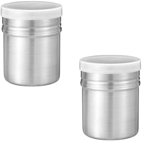2 Pezzi Spargi Cacao in Polvere in Acciaio Inossidabile con Coperchio - Dispenser Setaccio Farina, Dosatore Zucchero a Velo per Cucina/Barbecue/Caffè (5x6.5cm)