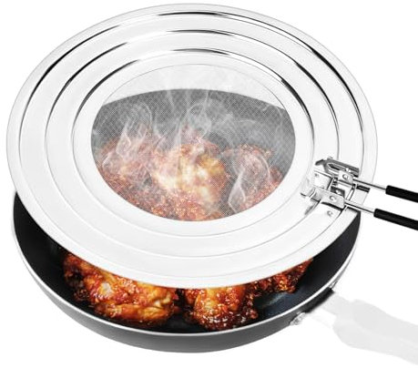 Couvercle Anti Projection, 30cm Couvercle Anti Eclaboussure, Protection Anti-Éclaboussures Avec Poignée Pliable, Protection Anti-Éclaboussures En Acier Inoxydable,Prévient Les Éclaboussures De Graisse