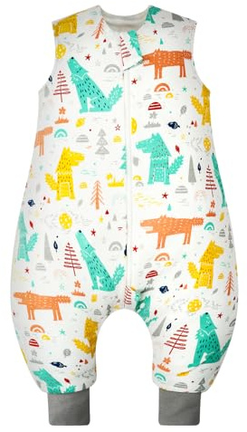 JiAmy Baby sovsäck utan ärmar 1,0 tog, förlängda ben sovsäckar med ben 100 % ren året runt pyjamas för pojkar flickor, Grådjur, 6-18 Monate/ 70-80cm