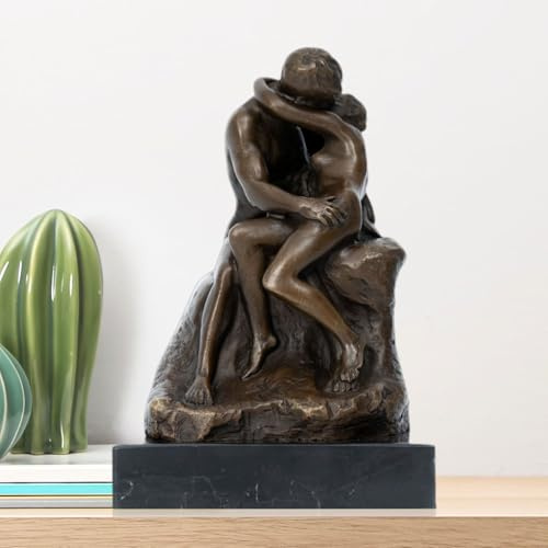 Statue en bronze « Le baiser » de Rodin, sculpture romantique faite à la main, figurine emblématique d'Auguste Rodin Embrace – Décoration romantique pour la maison et le bureau pour les