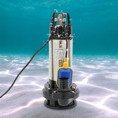 Pompe à eaux usées en acier inoxydable 1500 W Pompe submersible 2HP 36000 l/h Pompe à eaux usées Pompe à matières fécales avec filtre d'aspiration Pompe à boue 2 temps Pompe de construction pour cave