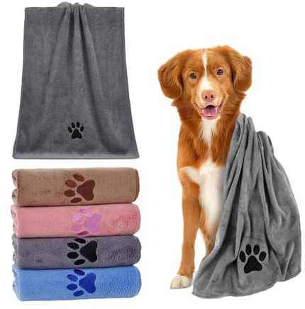 4 pièces,75 x 35 cm,Serviettes pour chien,Serviette Bain Chien,Serviette en microfibre pour animaux,Serviettes pour Animaux de Compagnie,Serviettes Absorbantes pour Chiens,Serviette pour Chien Lavable