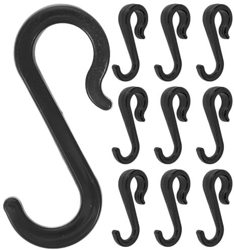 UKCOCO Lot de 24 crochets en forme de S, en plastique, noir, 5,9 x 2,2 x 1 cm, crochets de serrage mobiles pour serviettes, clés, cuisine, salle de bain, pour tubes ronds et carrés, max. 16 mm