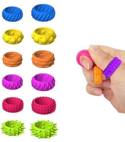 Lot de 12 Jouets Anti-Stress, Anneaux sensoriels pour l'Autisme, apaisants Contre Le Stress et l'anxiété, Jouets pour l'Autisme pour soulager Le Stress, Amusants et apaisants