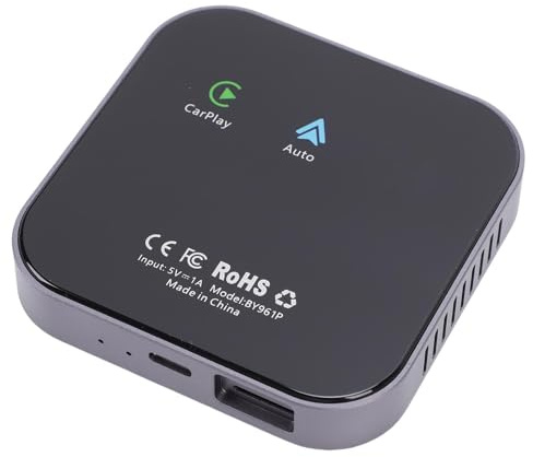 Asixxsix Wireless Auto Adapter, Dual Band WiFi Bluetooth Android 13 6 in 1 AI Box, 4G LTE Card, 4+64GB Plug and Play Video Entertainment Box for Fit with i8+ iOS10+ Android 12+