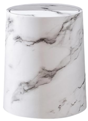 Jiuvaso Pattumiera in Finto Marmo con Coperchio Ribaltabile, Elegante, Decorativa, Versatile, Facile da Pulire, per Camera da Letto, White Size L