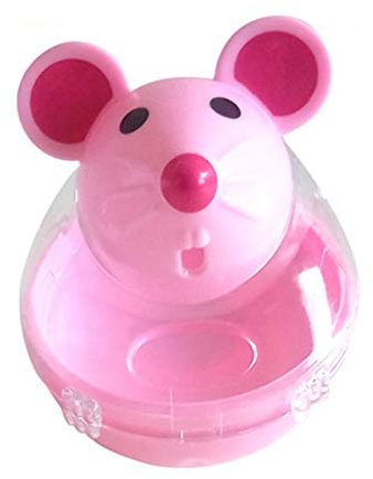 Verlike Cat Treat Toy Feeder Toy Snack Balls Food Dispenser for Treat Mouse Shape Training Toy Pink