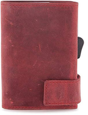 SecWal Kartenetui mit Münzfach Druckknopf (Rot Hunter)