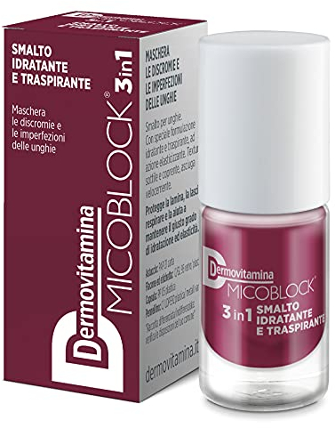 Micoblock 3in1 Smalto onicomicosi - Bordeaux - Smalto curativo per unghie - Tratta i micosi unghie piedi - 5 ml - 16 colorazioni - Dermovitamina