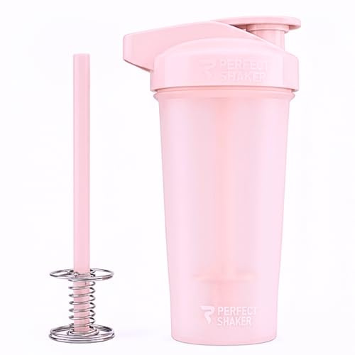 PerfectShaker ACTIV Protein Shaker Bottle 28oz | Leak-Proof, BPA-Free, Shatter-Resistant | ActionRod Mixing Technology for Smooth Blends | Gym, Fitness & Sports Mixer Shaker (BLUSH, 28 Oz)