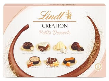Lindt - Boîte CRÉATION Petits Desserts - Assortiment de Chocolats au Lait, Noirs et Blancs - Inspiration pâtissière - Idéal pour Noël, 413g