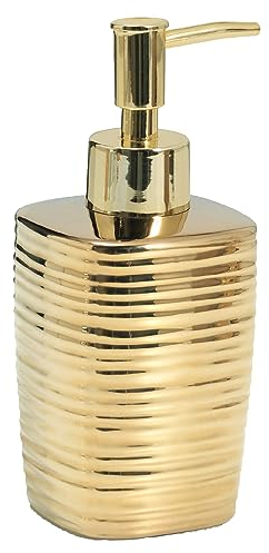 Gedy Kelly Seifenspender, Keramik, Gold, 7,2 x 7,2 x 16,3 cm, Fassungsvermögen 240 ml