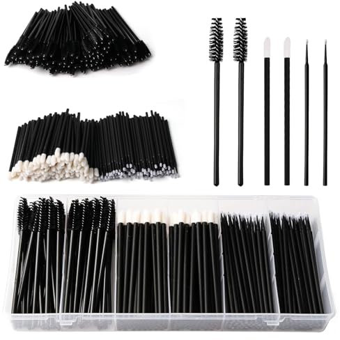 300 Pcs Lip Wands Mascara Wands Micro Brushes Eyelash Brushes Lip Brush with Six Grid Box Back Suit Lip Gloss Applicators Brush Lipstick Brushes Makeup Tools Makeup Beauty Kits