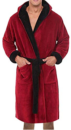 Accappatoio da uomo in pile morbido vestaglia con cappuccio e tasche, in peluche, caldo e morbido, per spa e vacanze, abito morbido, regalo per uomo