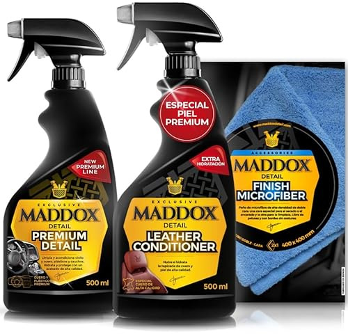 Maddox Detail - Pack de Cuidado Premium | Leather Conditioner, Finish Microfiber y Premium Detail | Limpieza y Protección Completa | Alta Eficiencia y Fácil Aplicación