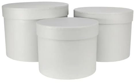 Floralcraft Set of 3 Symphony Hat Boxes with Lids (Grey), Empty Storage Boxes Round Lined Cardboard Florist Hat Boxes Jewellery Boxes for Wedding Anniversary Valentines Gift Christmas