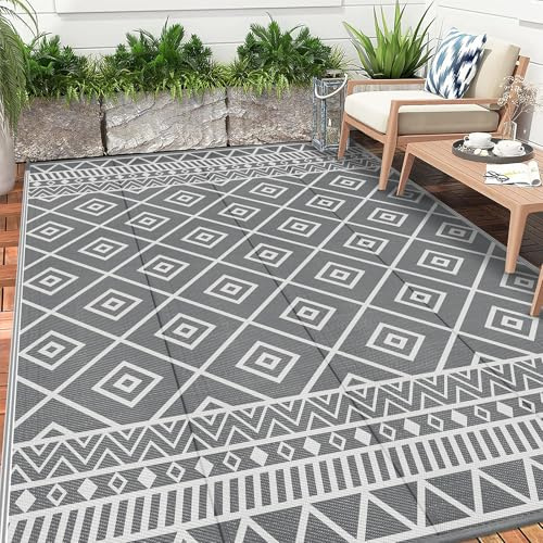 Enyhom Extra Large Outdoor Area Rug 270 x 360 cm, Durable Outdoor Patio Carpets, Outside Camping Rugs for Garden, Reversible Picnic and Beach Area Rug for Balcony Deck Backyard Front Porch Hiking