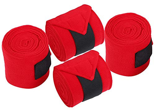 Pferde-Stehbandagen, Reitsport-Bandagen, Pferdebeinbandage, 4 Stück, Dicke Pferdebeinbandage, Atmungsaktives Fleece-Wickelzubehör für Beinstütztraining, Training